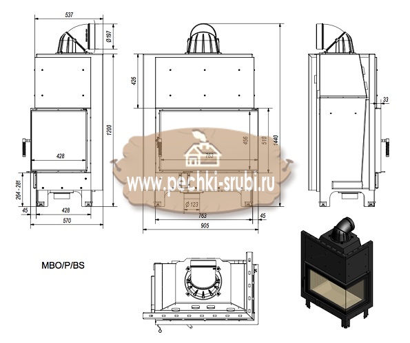 Каминная топка Kratki "MBO/P/BS" Каминная топка Kratki "MBO/P/BS"
