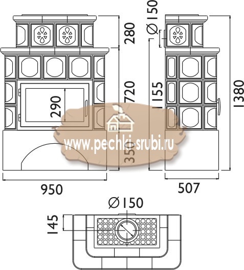 Купить печь-камин Karelie с теплообменником Купить печь-камин Karelie с теплообменником