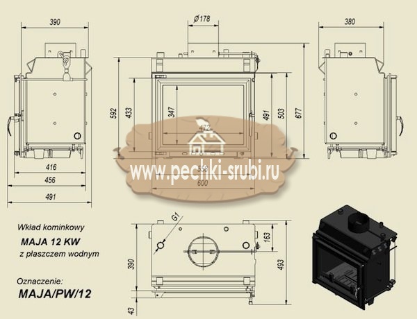 Каминная топка Kratki "Maja/PW/12" Каминная топка Kratki "Maja/PW/12"